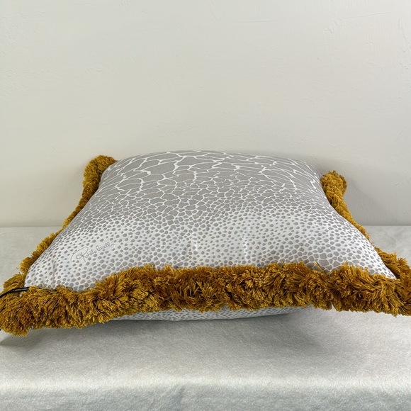 ROBERTO CAVALLI NEW NWT GRAY GOLD FRINGE GIRAFFE PRINT LARGE ACCENT PILLOW - Picture 10 of 13